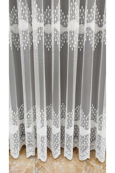 Mexess 1X3 Sik Pleat Embroidered Patterned Tulle Curtain