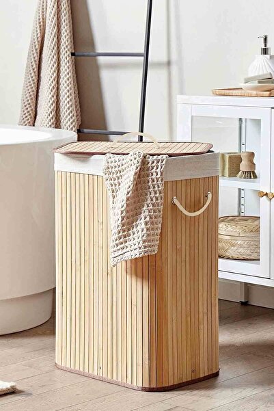 e-decor Bambu  Naturel Dikdörtgen Katlanabilir Çamaşır Sepeti