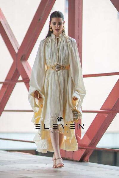 ELEVEN KADIN VOLANLI YARASA KOL ELBİSE