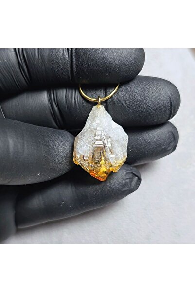 Singincraft Zirve Kalite Sitrin (bereket-şans Taşı) Doğal Taş Kolye -8- (el Y...