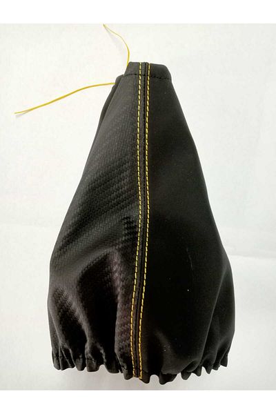 özgüven oto giyim Yellow Stitched Universal Gear Shift Bellows - Carbon Alkantre