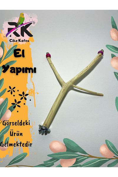 Ciko Kafes Bead Detailed 3 Forked Bird Perches