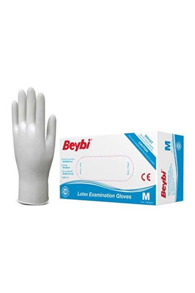 Beybi قفازات فحص من اللاتكس - علبة بها 100 قطعة - مقاس متوسط