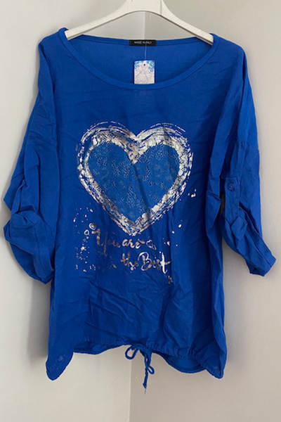 AYASOFYA OTANTIK Італійська блуза Saks Mavi Salaş з льону - з принтом у вигля...