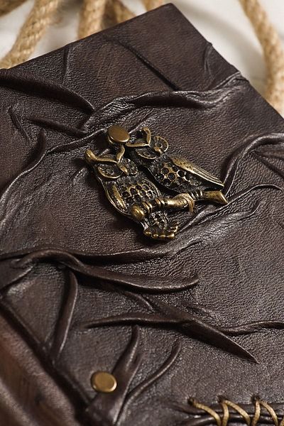 GUETTA Handmade Genuine Leather Daily Scrapbook Shamua Paper Owl