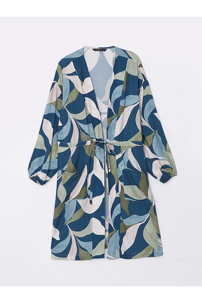 LC Waikiki Patterned Long Sleeve Shawl Collar Oversize Women's Kimono - Meric's Boutique