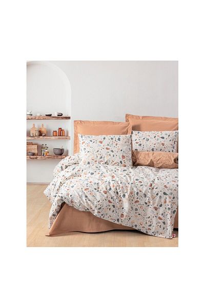 ŞENER HOME Set cuvertură de pilota dublă Cottonbox Minimal - cearșaf de îmbrăcăminte, caramel onix