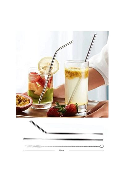 BALSA Stainless Inox Steel Straws 6 Pieces + Cleaning Brush 3 Pieces