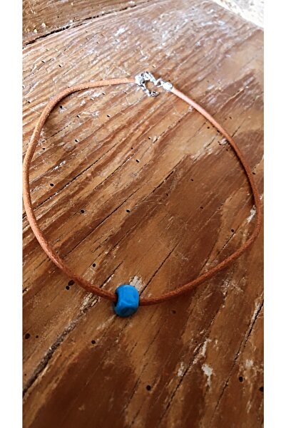 by özllem Mavi Cam Boncuk Deri Kolye