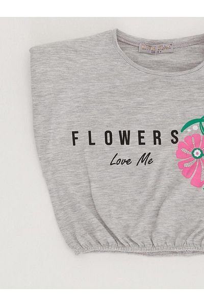 Little Star Girl's Padded Flowers Love T-Shirt