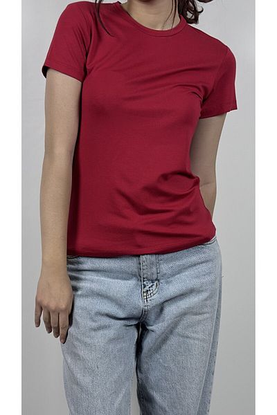 CHAURA Crew Neck Short Sleeve Basic Combed Cotton Blouse