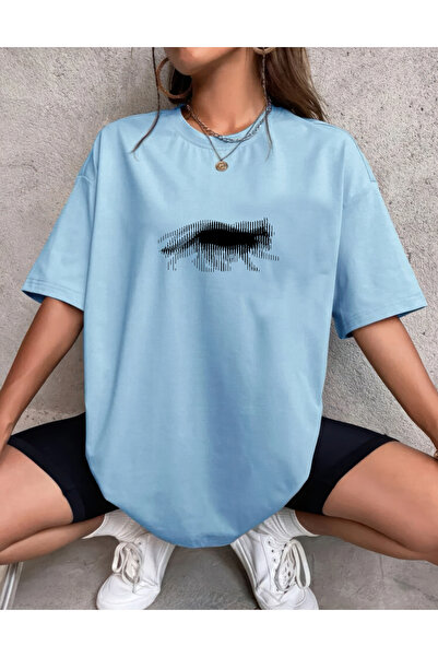 oneagılyazı Tricou oversize din bumbac pieptănat cu desen de tigru