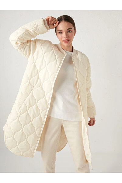 LC Waikiki Lcw Modest Stand Collar Patterned Long Sleeve Women's Raincoat