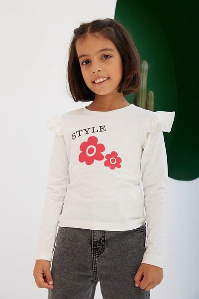 Little Star Girl's Daisy Style Long Sleeve Blouse with Ruffles