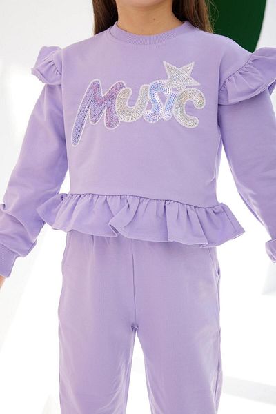 Little Star Girl's Ruffle Detailed Music Sweatshirt