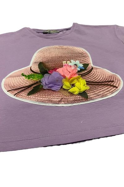 Little Star Girl's Hat Detailed T-shirt