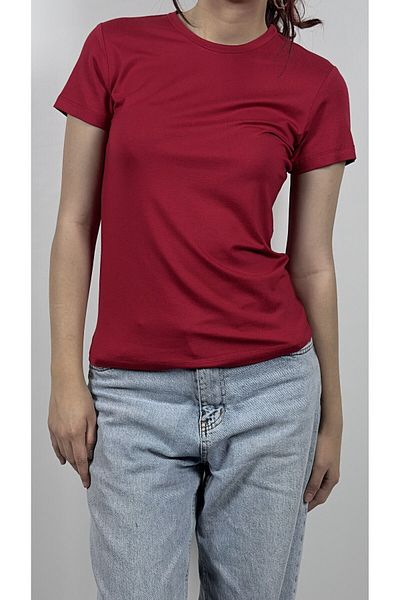 CHAURA Crew Neck Short Sleeve Basic Combed Cotton Blouse