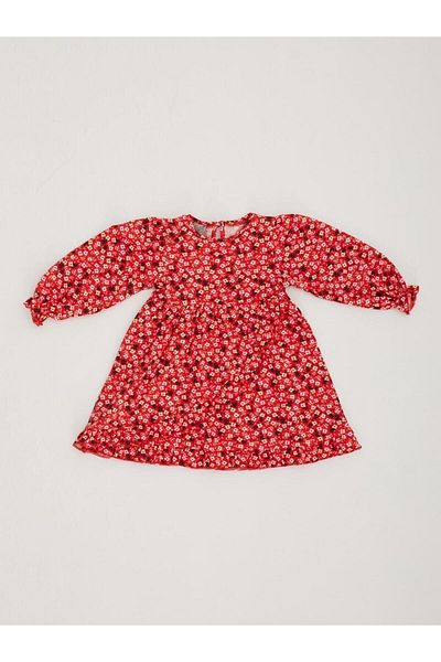 Little Star Girl's Floral Patterned Sleeve Seasonal Dress