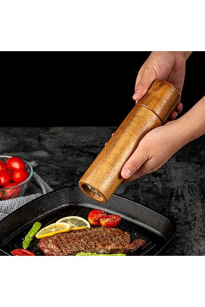 Tktoptan Acacia Wood Salt Spice Mill - Acacia Wood Salt Spice Mill Salt Shaker 1 Piece