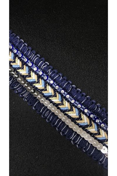 Ozpas Blue Ethnic Decorative Stone Ribbon 3cm Width 3 Meters