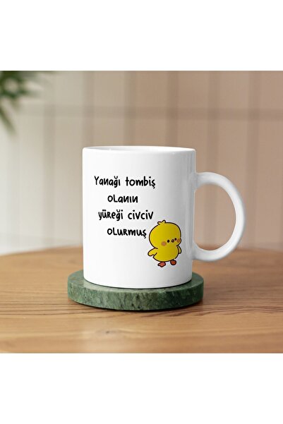 Genel Markalar Yanağı Tombiş Olanın Yüreği Civciv Olurmuş Baskılı Seramik Kah...