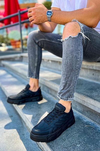 Joy Man Pantofi cronus J105 ortopedici pentru bărbați - piele casual, pantofi sport CST negri