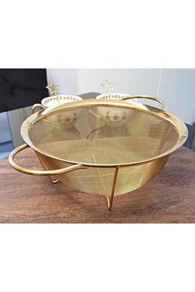 LOVYCO مصفاة ستانلس ستيل ذهبية اللون مقاس 20 سم