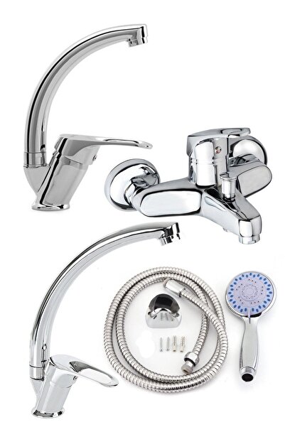 Rainex مزيج من 4 قطع من حوض الحمام ومجموعة صنبور المغسلة ومجموعة الدش.