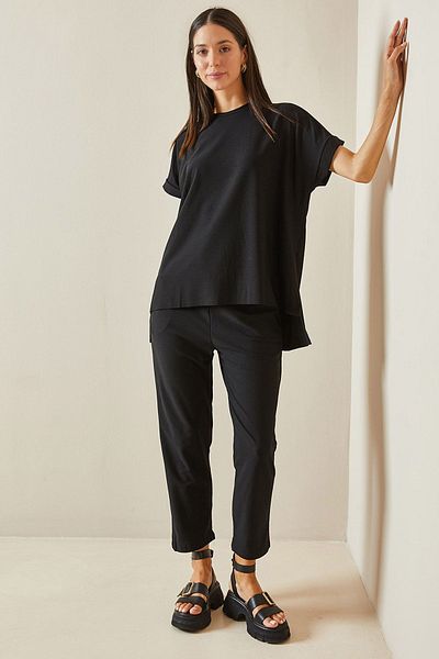 XHAN Crew Neck Black Double Suit - 5YXK8-48757-02