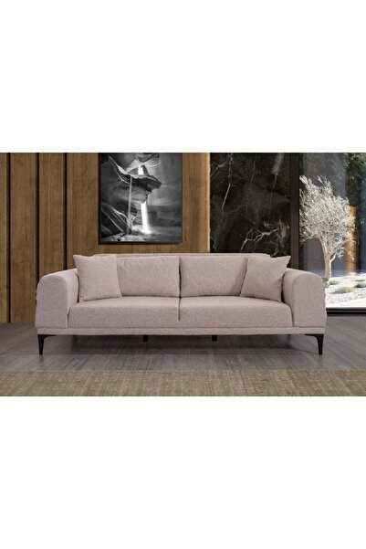 Envy Mobilya Lexus Modern Krem Keten Kumaşlı Koltuk 3^lü