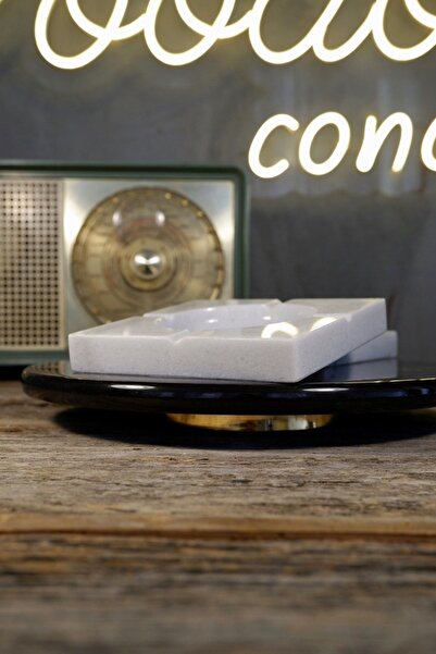 Voodo Concept Panda White Marble Ashtray Marble Ashtray 12x12x2 Cm