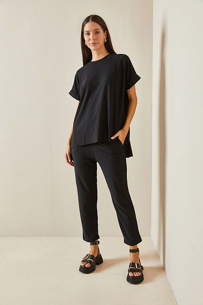 XHAN Crew Neck Black Double Suit - 5YXK8-48757-02
