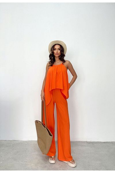 CNSNBUTİK Seersucker Blouse Trousers Set - Women