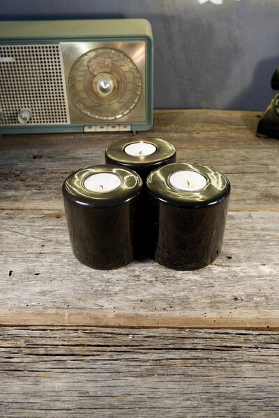 Voodo Concept Alexander Black 3 Lü Set Büyük Boy Mermer Mumluk Set