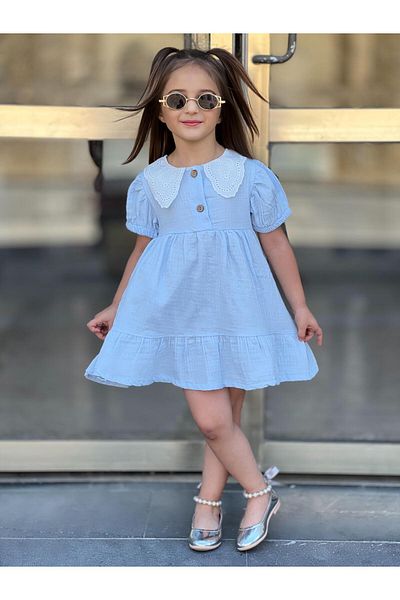 yns coolstar New Season - Lace Collar Cotton Muslin Summer Dress