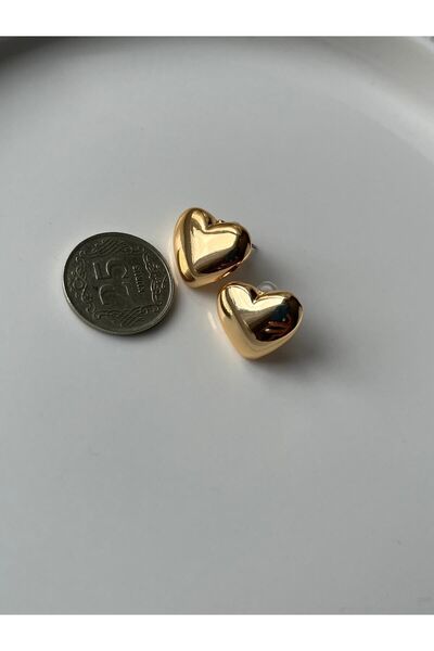 Lavian Accessories Parlak Bombeli Kalp Detay Küpe