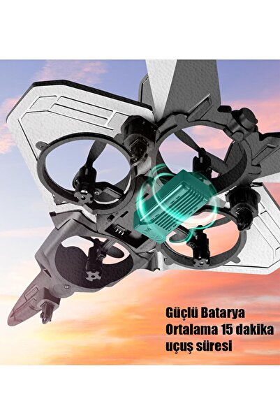 Gepettoys Sünger Gövde 2.4GHz Uzaktan Kumanda LED Işıklı Jet Uçak Drone Başlangıç Seviye Yerçekimi Sensörlü
