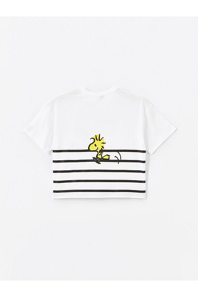 LC Waikiki LCW Girls Crop T-Shirt - Crew Neck, Snoopy Print, κοντό μανίκι