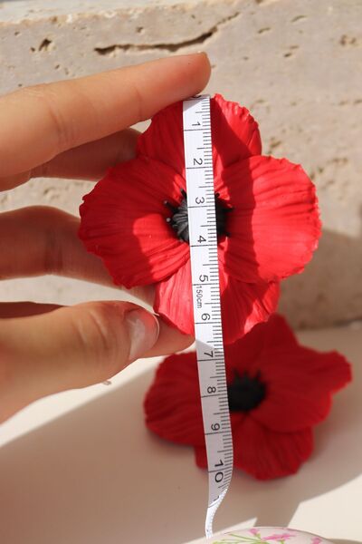 Gizy Store Ultra Large Polymer Clay Handmade Special Design Red Flower Poppy Earrings Large Size