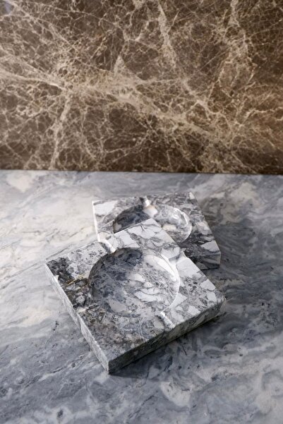 Marbel Concept Special Grey Mermer Kül Tablası Küllük (12 cm x 12 cm x 2 cm)