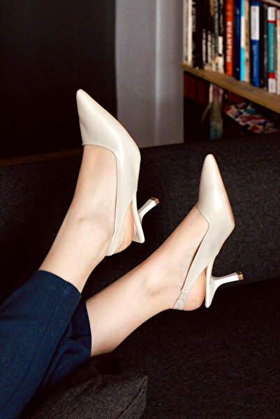 Rainon Store Nude Leather Closed-Front Women's Heeled Shoes