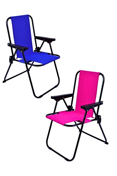 Exent 2-6 Yaş Lüx Çocuk Piknik Sandalyesi-mini Kamp Sandalyesi-mavi-pembe-2 Adet
