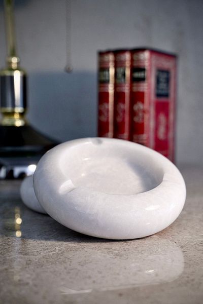 Marbel Concept White Marble Round Ashtray 12 cm Diameter