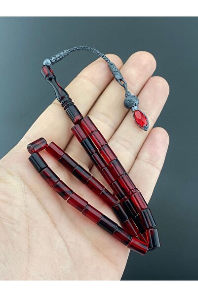 tesbihay Kesme Hareli Ateş Kehribar Gümüş El Örme Kazaz Püskül