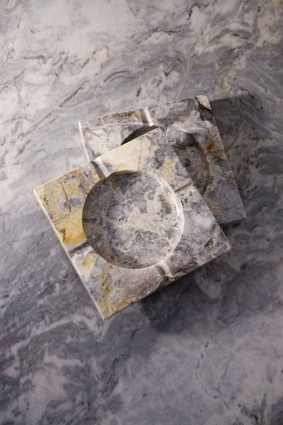 Marbel Concept Special Gray Marble Ash Tray - Ashtray (12 Cm X 12 Cm X 2 Cm)