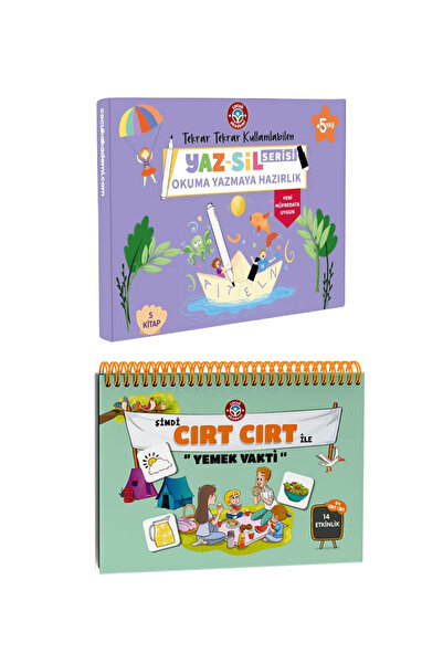 Çocuk Akademi Yaz-Sil Serisi Okuma Yazmaya Hazırlık ve Şimdi Cırt Cırt ile Ye...
