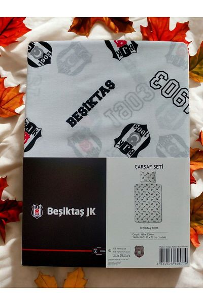 Beşiktaş Single Person Black Eagle Licensed Full Fan Set - Pike + Çarsaf + Pillowcase