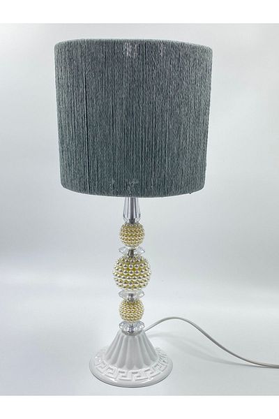 sgeteknoloji White Pearl Metal Material - Wicker Braided Modern Lampshade