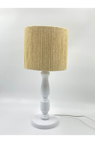 sgeteknoloji Modern White Wooden Lampshade - Wicker Braided Design