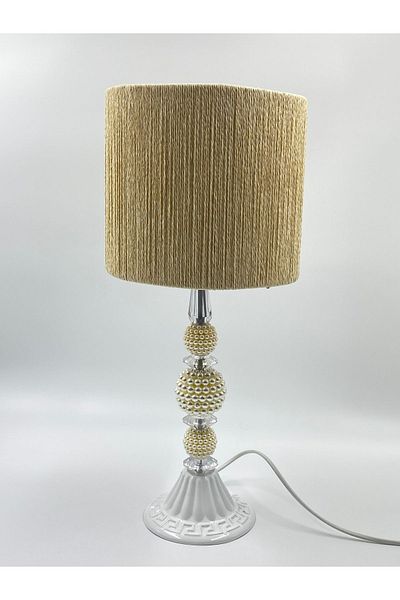 sgeteknoloji Modern Wicker Braided Pearl White Lampshade - Metal Material